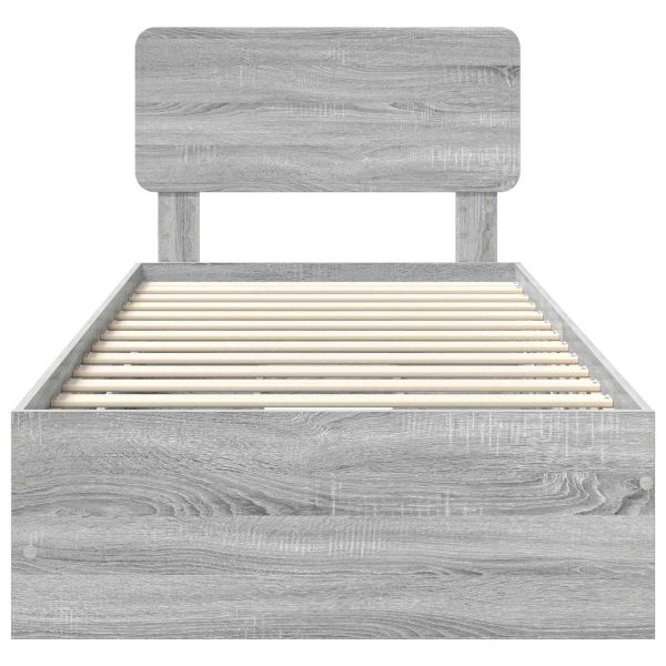 Рамка за легло Сив Сонома 75 x 190 cm Инженерна дървесина