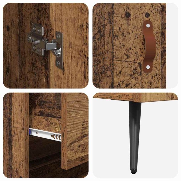 Хайборд шкаф с чекмедже 2 pcs Старо дърво Инженерно дърво