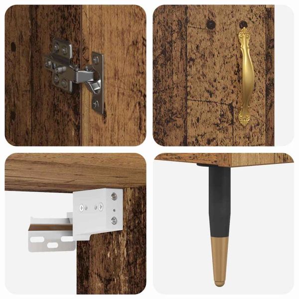 Висок шкаф 2 pcs Старо дърво 69,5 x 34 x 180 см Инженерно дърво