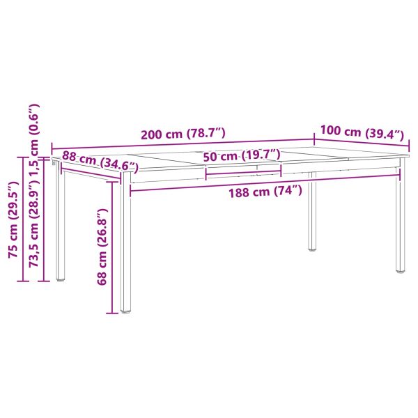 Трапезна маса Естествен 200 x 100 x 75 cm Солидно борово дърво