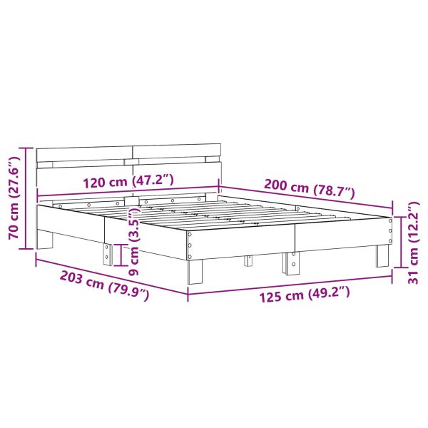 Рамка за легло с таблото Дъб 120 x 200 cm Инженерно дърво