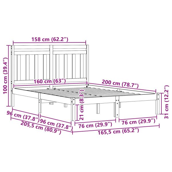 Рамка за легло 2 pcs Кафяво с восъчно покритие 160 x 200 cm