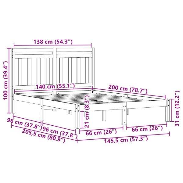 Рамка за легло 2 pcs Кафяво с восъчно покритие 140 x 200 cm