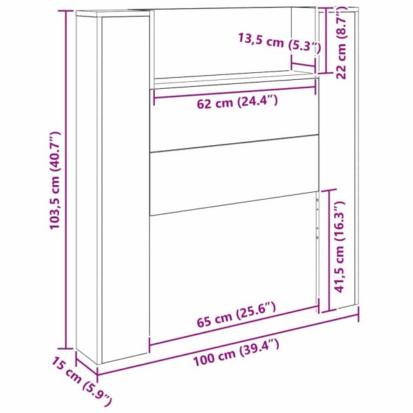 Облегалка за глава с рафт Старо дърво 100 x 15 x 103,5 см