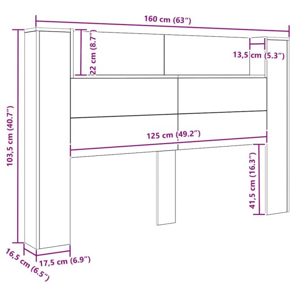 Облегалка за глава с рафт Черния дъб 160 x 17 x 104,5 см