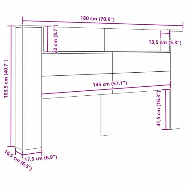 Облегалка за глава Дъб 180 x 17 x 104,5 см Инженерно дърво