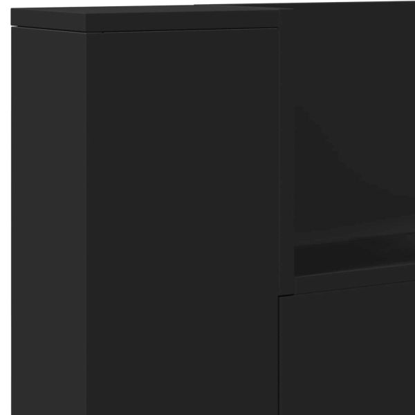 Облегалка за глава Черно 180 x 16,5 x 103,5 cm Инженерно дърво