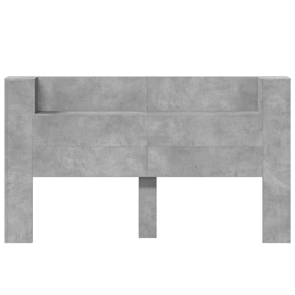 Облегалка за глава с рафт Циментено сиво 180 x 16,5 x 103,5 cm