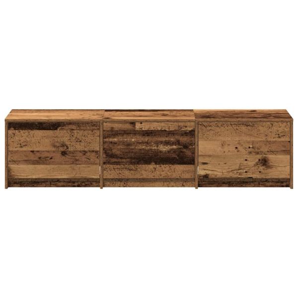 ТВ шкаф с LED осветление Старо дърво 162 x 34 x 40 см