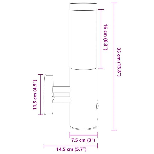 Външна стенна лампа Сребрист 15 x 7,5 x 33 см