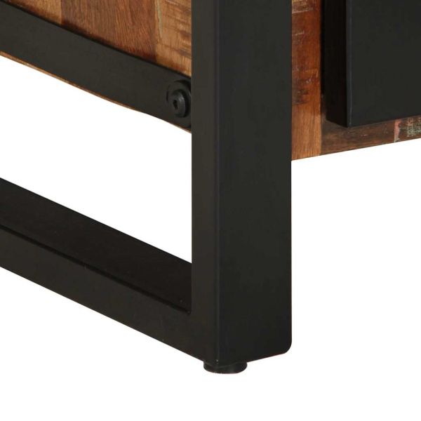 Шкаф за баня с врата Кафяво Масивна регенерирана дървесина