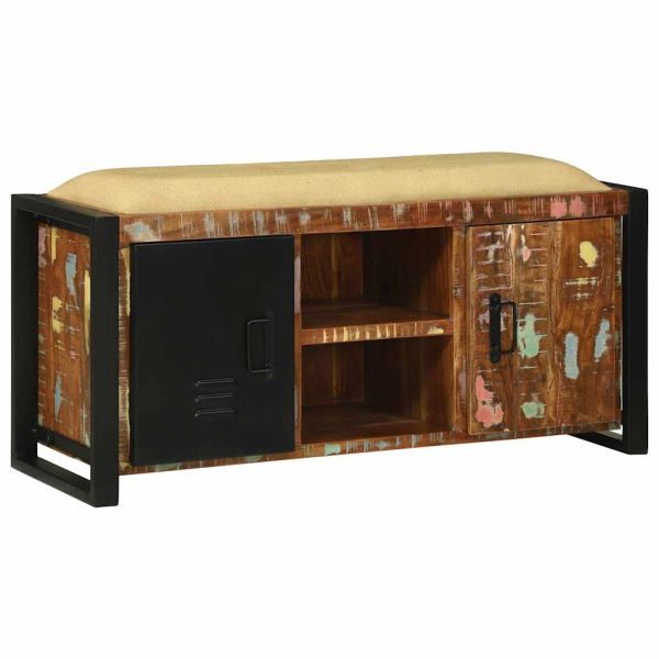 Шкаф за пейка Многоцветен Масивна регенерирана дървесина