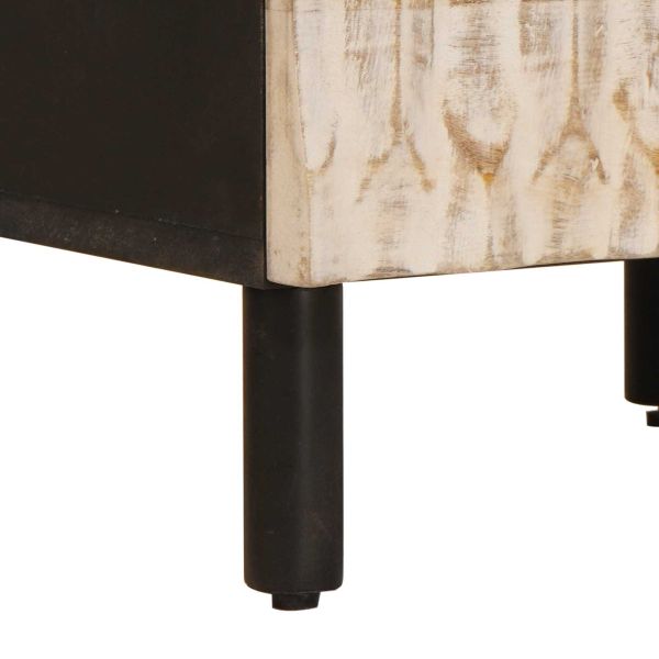 Нощен шкаф 2 pcs Бяло 40 x 33,5 x 46 см Солидно мангово дърво