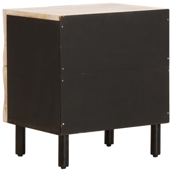 Нощен шкаф Бяло 40 x 33 x 46 см Солидно мангово дърво