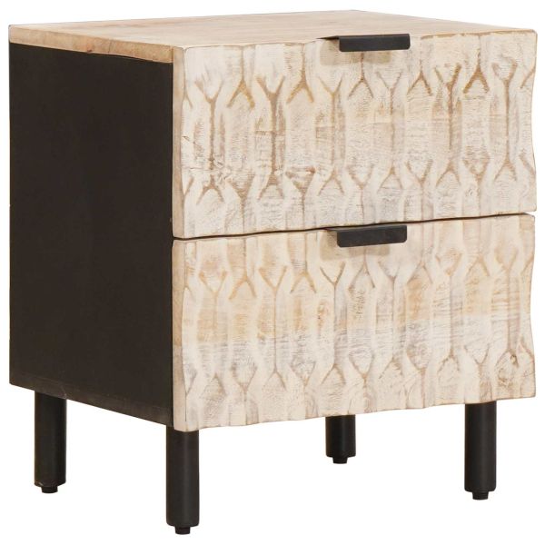 Нощен шкаф 2 pcs Бяло 40 x 33,5 x 46 см Солидно мангово дърво