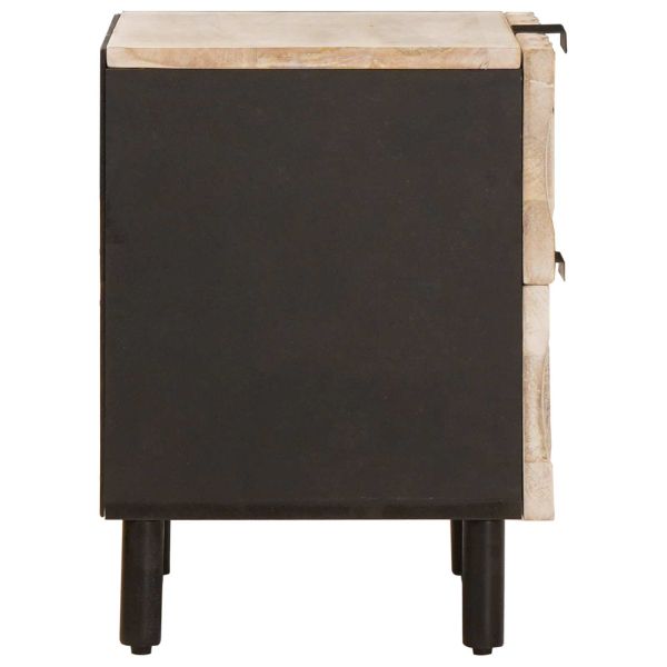 Нощен шкаф 2 pcs Бяло 40 x 33,5 x 46 см Солидно мангово дърво