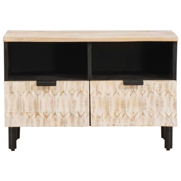 ТВ шкаф с чекмедже Финал на бяло измиване 70 x 33,5 x 46 см