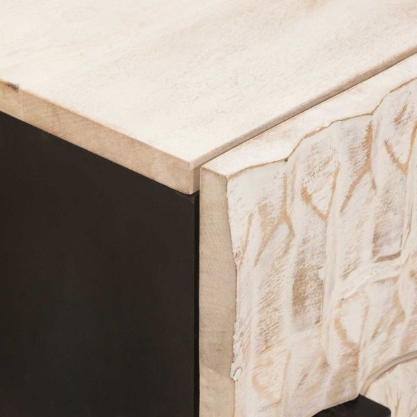 Нощен шкаф Бяло 50 x 33 x 60 см Солидно мангово дърво