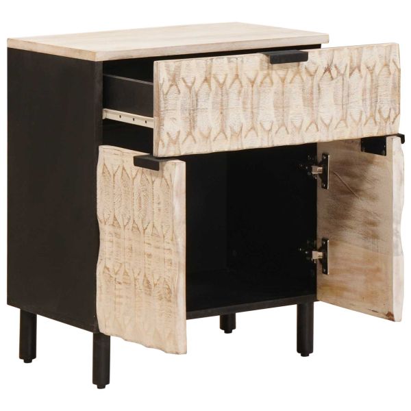 Нощен шкаф Бяло 50 x 33 x 60 см Солидно мангово дърво