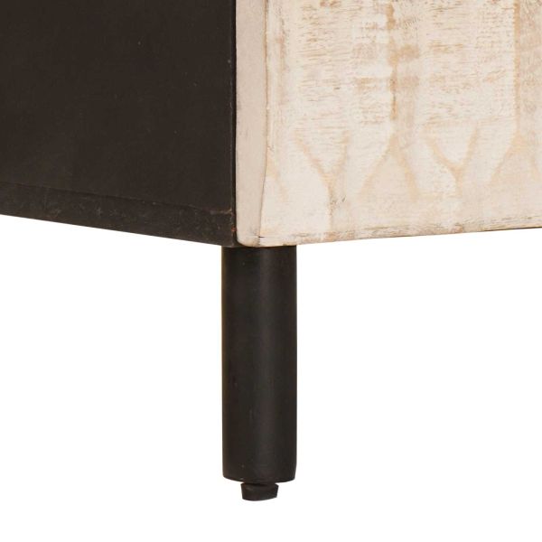 Нощен шкаф Бяло 50 x 33 x 60 см Солидно мангово дърво