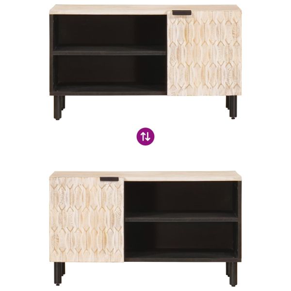 ТВ шкаф със съхранение Финал на бяло измиване 80 x 31,5 x 46 см