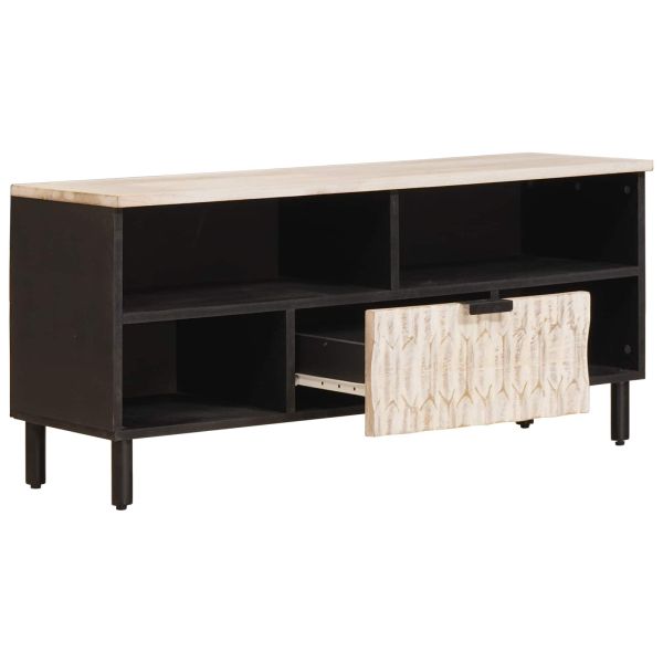 ТВ шкаф с чекмедже Финал на бяло измиване 100 x 33,5 x 46 см