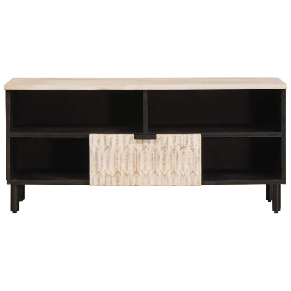 ТВ шкаф с чекмедже Финал на бяло измиване 100 x 33,5 x 46 см