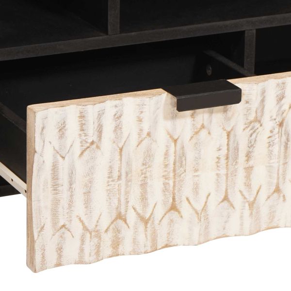 ТВ шкаф с чекмедже Финал на бяло измиване 100 x 33,5 x 46 см