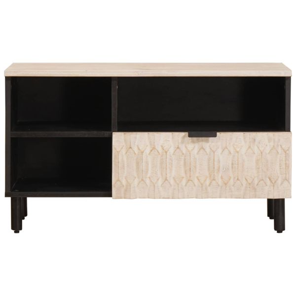 ТВ шкаф с чекмедже Финал на бяло измиване 80 x 33,5 x 46 см