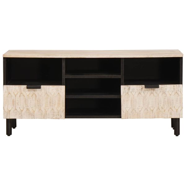 ТВ шкаф с чекмедже Финал на бяло измиване 100 x 33,5 x 46 см