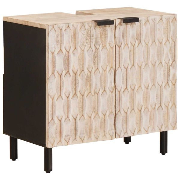 Шкаф за мивка в баня Едноцветен Бяло