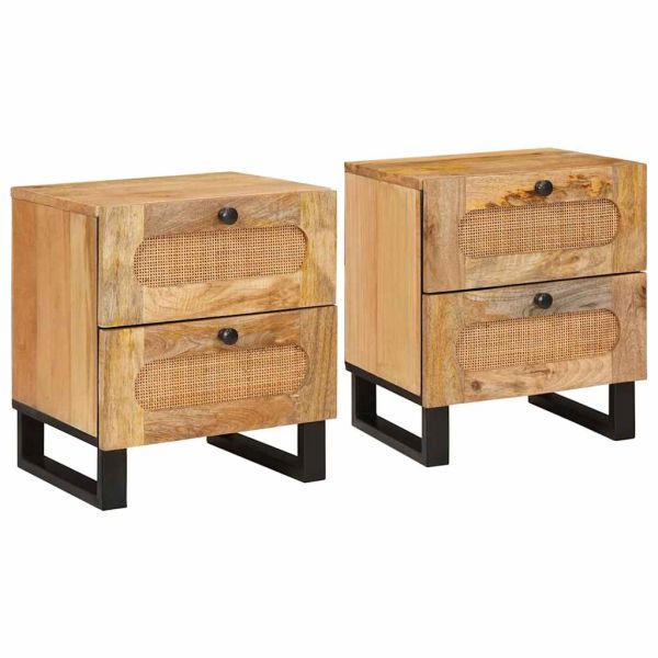 Нощен шкаф с чекмедже 2 pcs Естествен 40 x 33,5 x 46 см