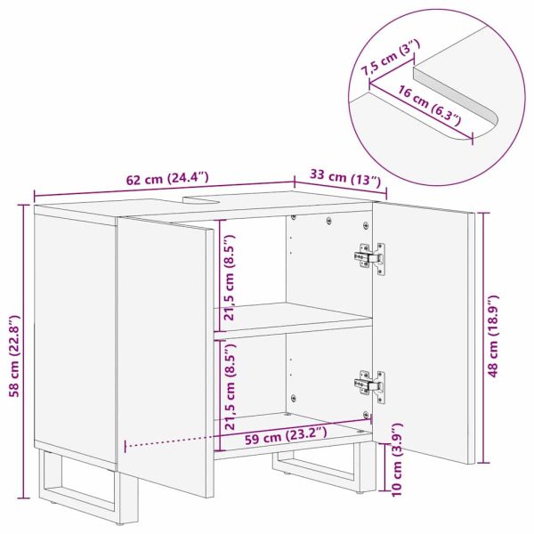 Шкаф за мивка в баня с рафт с врата Кафяво 62 x 33 x 58 см