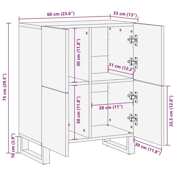Служебен шкаф Кафяво 60 x 33,5 x 75 см Солидно мангово дърво