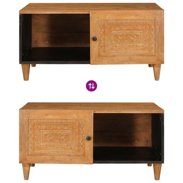 Масичка за кафе с рафт с врата Светло кафяво 80 x 50 x 40 cm