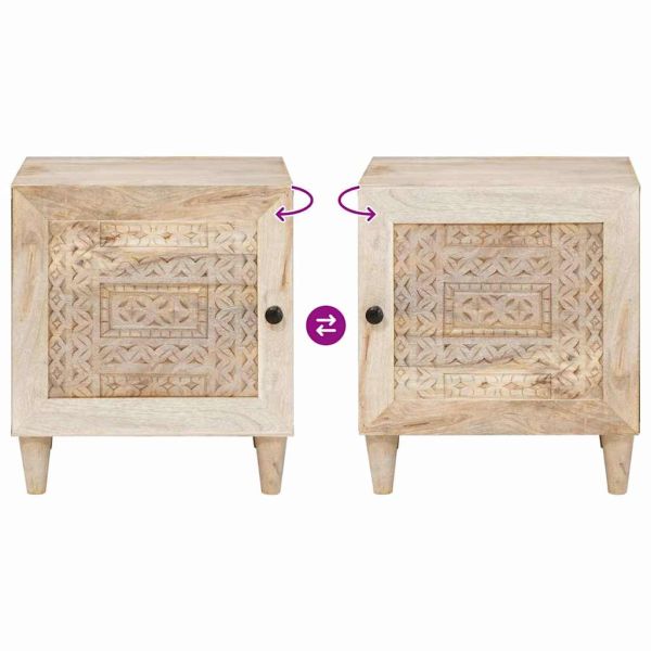 Нощен шкаф Бежово 40 x 33 x 46 см Масивна акациева дървесина