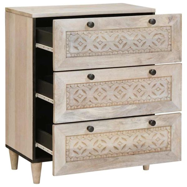 Служебен шкаф Бяло 60 x 33 x 75 cm мангово дърво масив