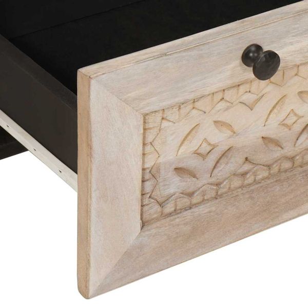 Нощен шкаф Бежово 50 x 33 x 62 см Масивна акациева дървесина