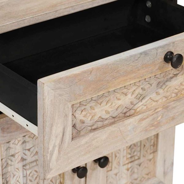 Нощен шкаф Бежово 50 x 33 x 60 см Масивна акациева дървесина