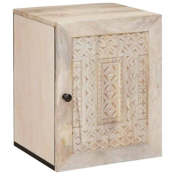 Шкаф за баня с врата Бяло 38 x 33 x 48 см Инженерно дърво