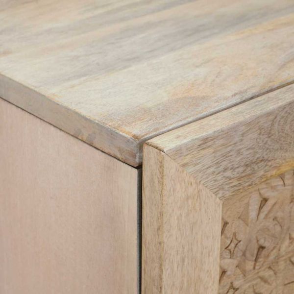 Висок шкаф с рафт Бяло 40 x 33 x 110 см мангово дърво масив