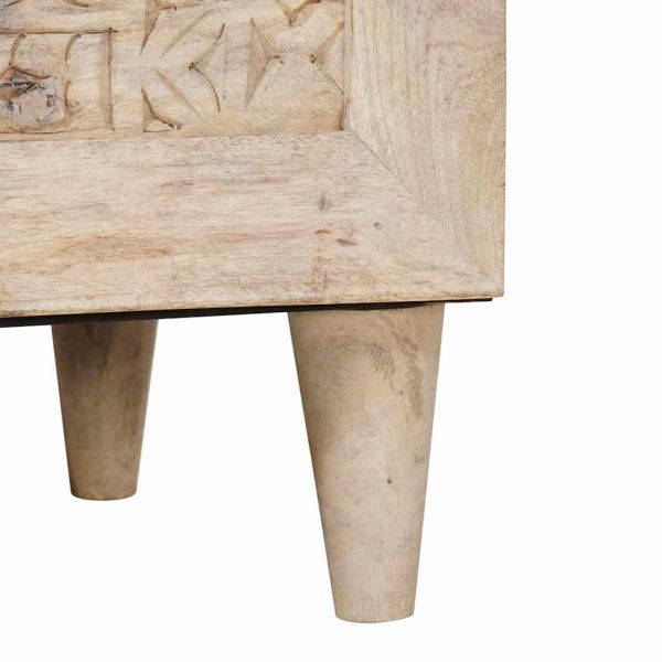 Висок шкаф с рафт Бяло 40 x 33 x 110 см мангово дърво масив