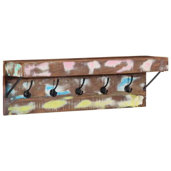 Закачалка за палта с рафт Кафяво Масивна регенерирана дървесина