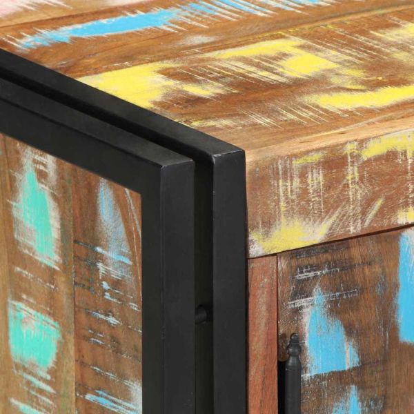 Шкаф за обувки с рафт Черно Масивна регенерирана дървесина