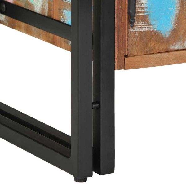 Шкаф за обувки с рафт Черно Масивна регенерирана дървесина