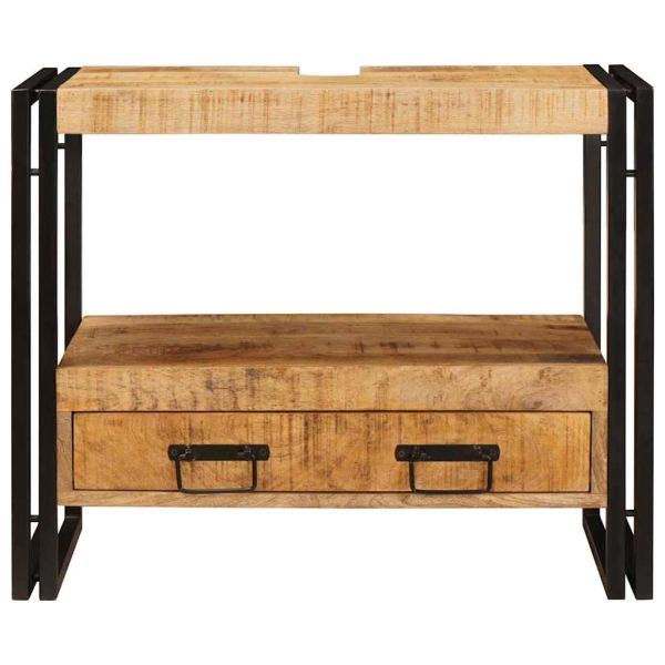 Шкаф за мивка за баня Масивна дървесина от манго и желязо