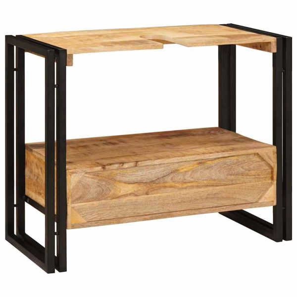 Шкаф за мивка за баня Масивна дървесина от манго и желязо