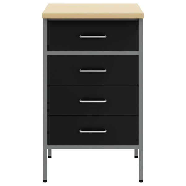 Работна маса с чекмедже Черно и сиво 50 x 55 x 85 см