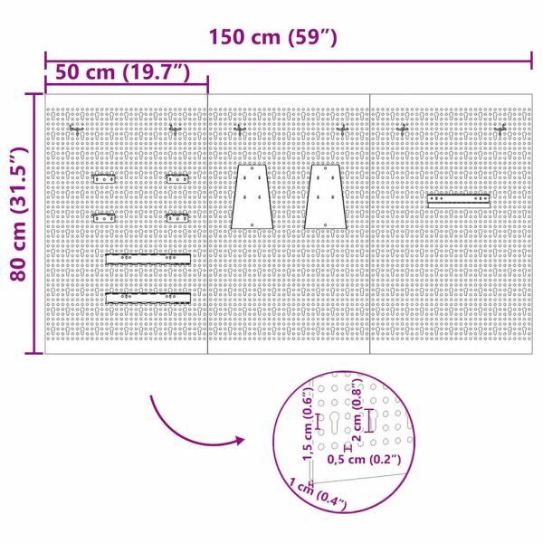 Ета за съхранение 3 pcs Сив 150 x 1 x 80 см