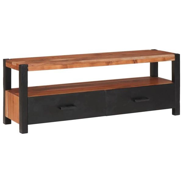 Шкаф за медийно съхранение с рафт Кафяво Акациево дърво масив